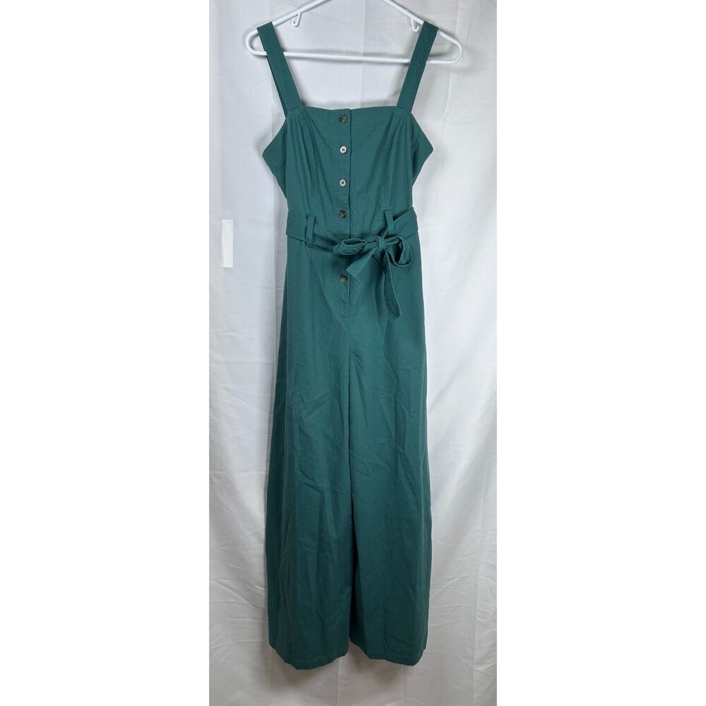 Baltic Born Hartford Linen Blend Wide Leg Jumpsuit Green Size Medium Ankle Crop
